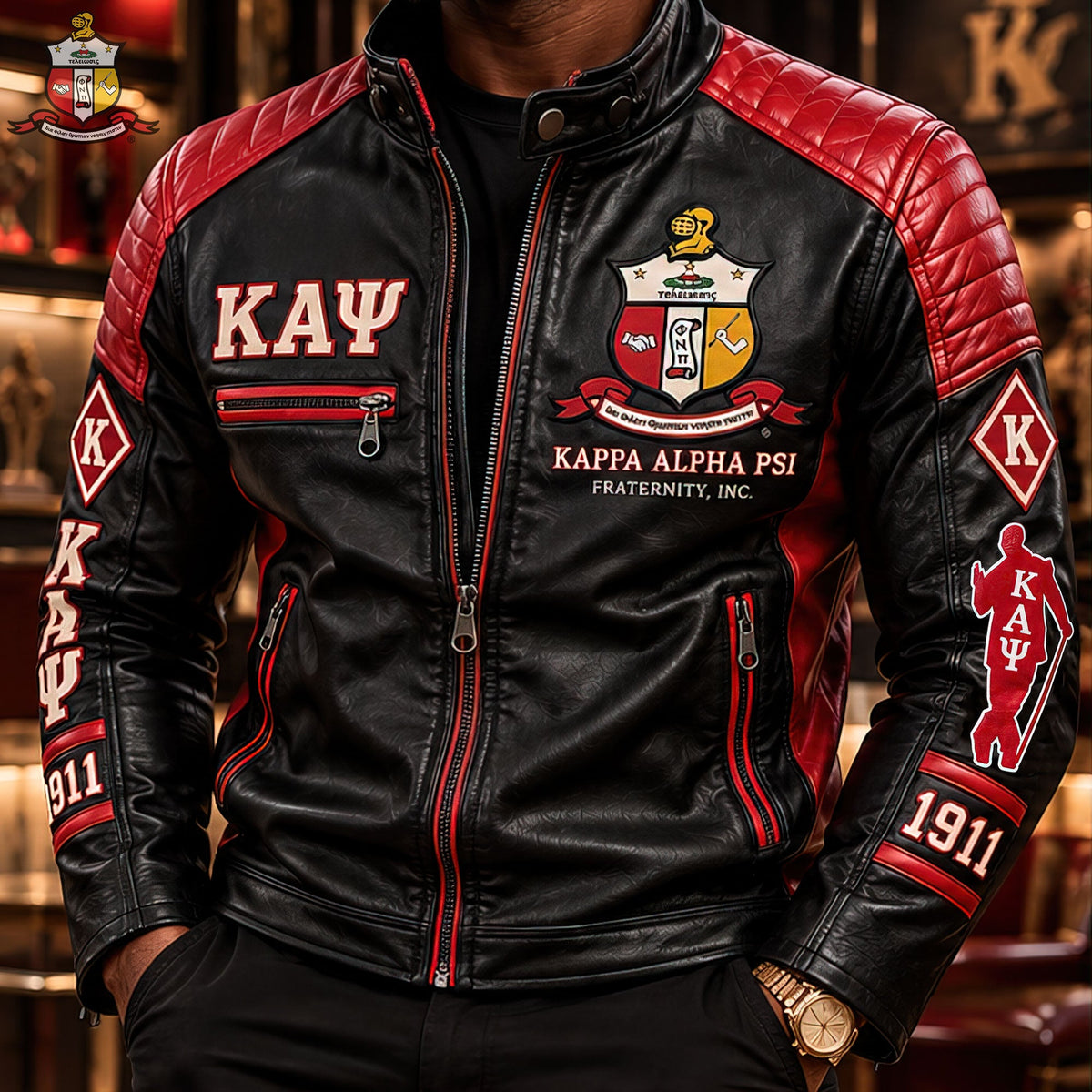 Men's Leather Zip-up Jacket HANNN TND KAP 2810261