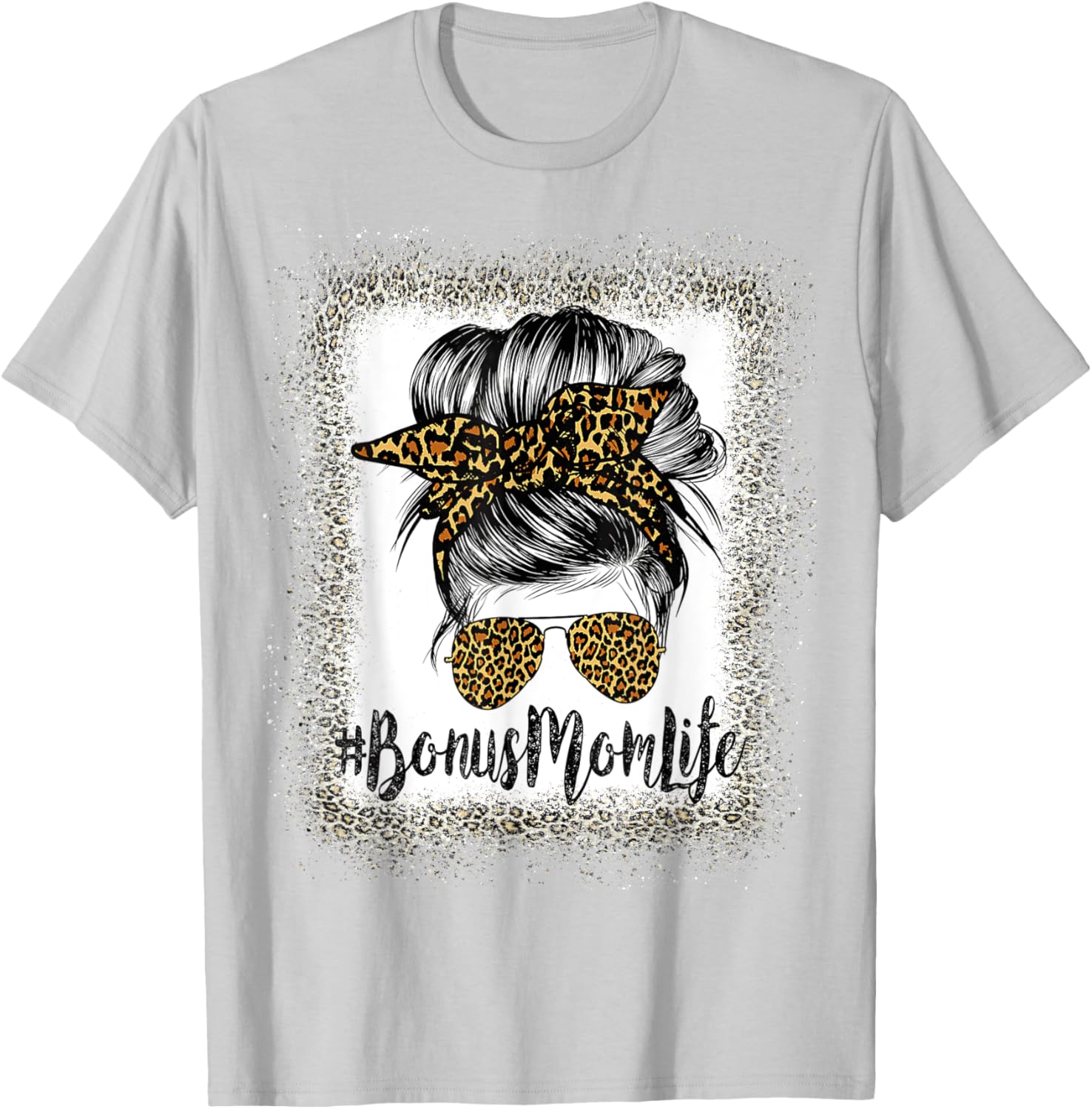 Bonus Mom Life Hair Bandana Glasses Leopard Mother's Day T
