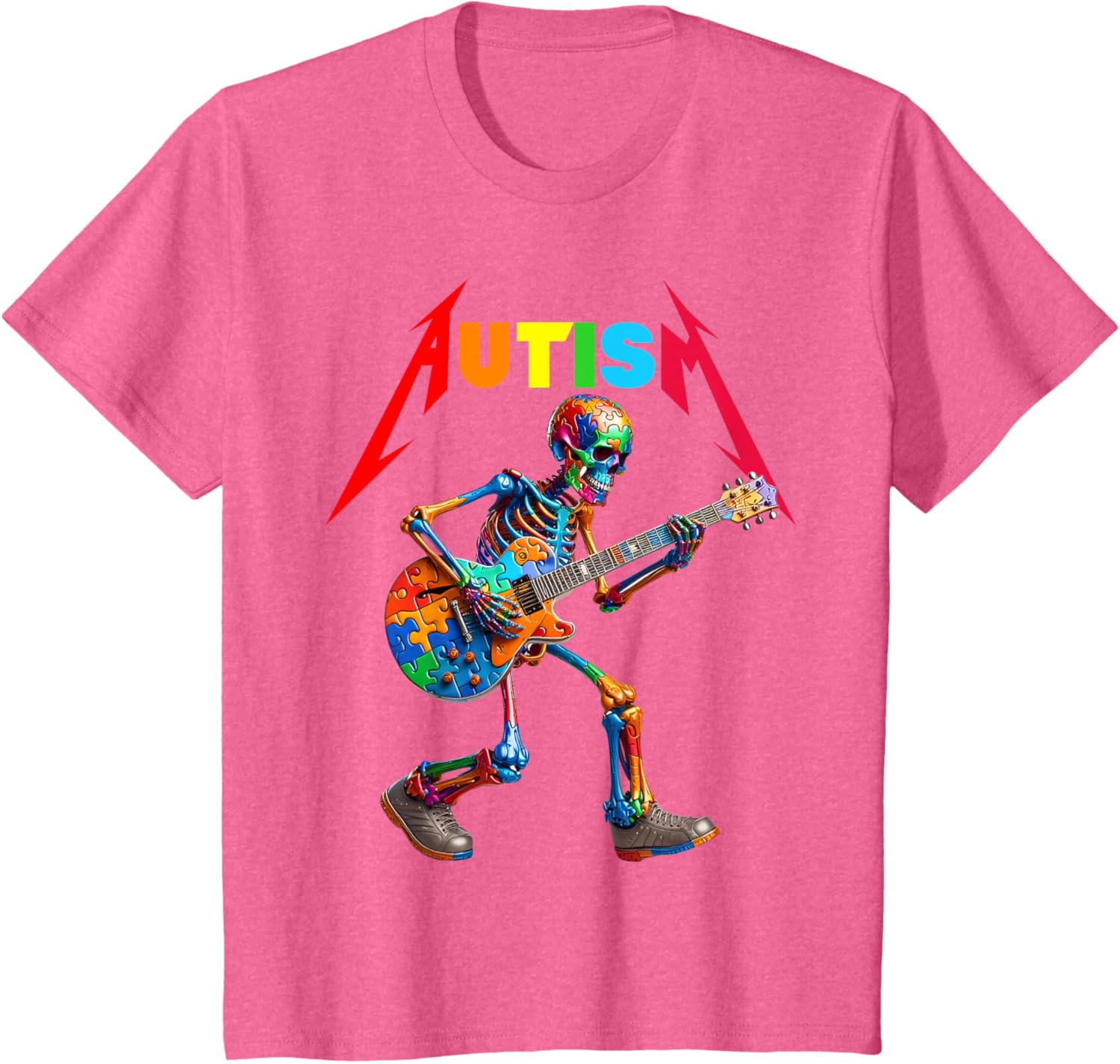 Autism Skeleton Guitar Rock Puzzle Music Autism Awareness