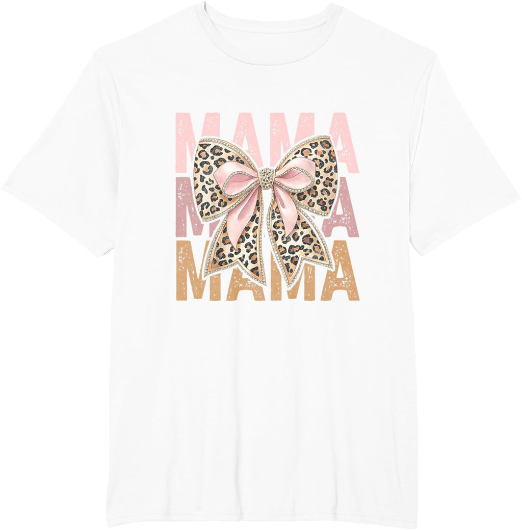 Retro Leopard Mama,Cute Mom Retro Coquette Bow Mother's Day