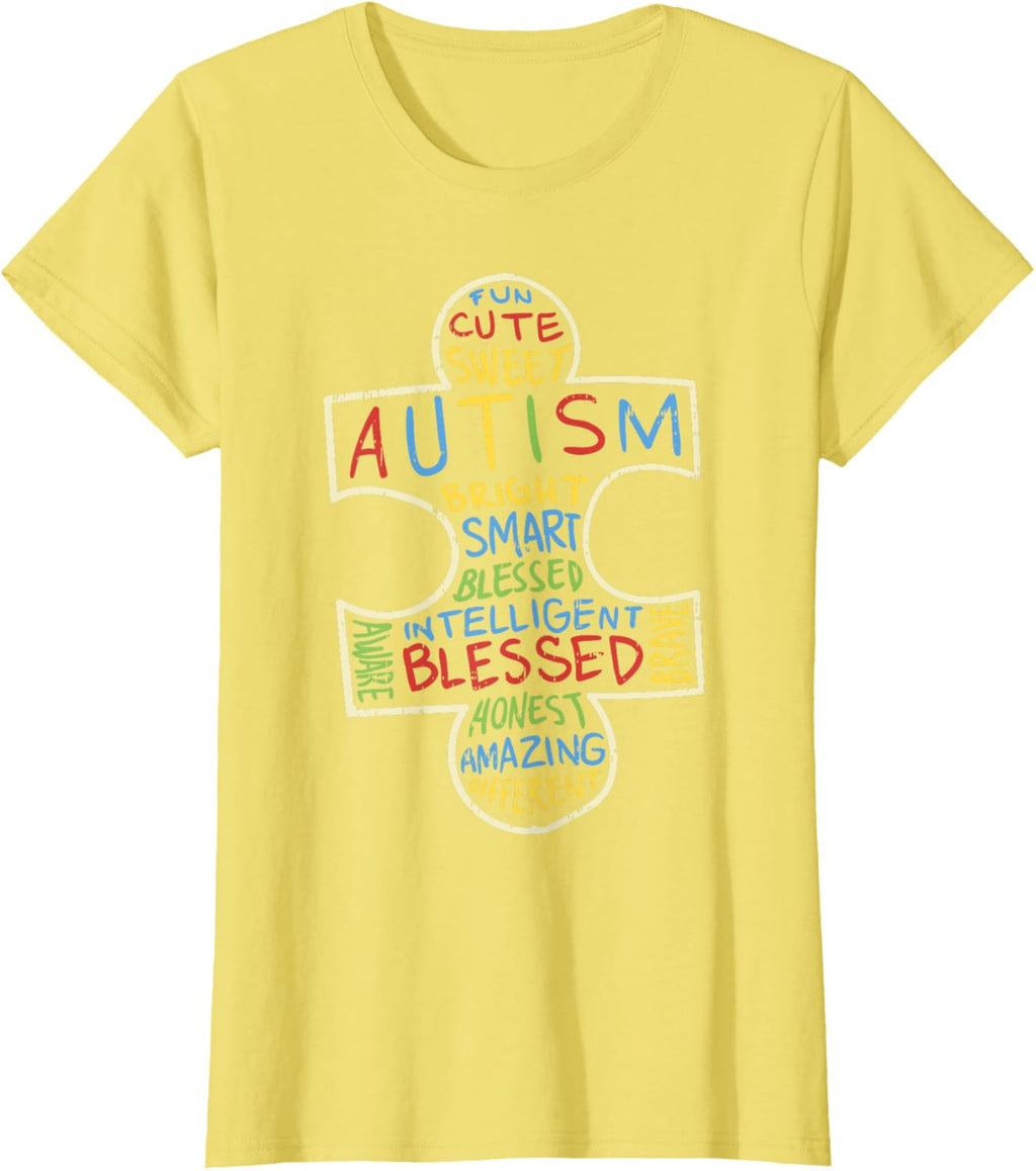 Autism Awareness Shirt Puzzle Piece Words Autistic Gift