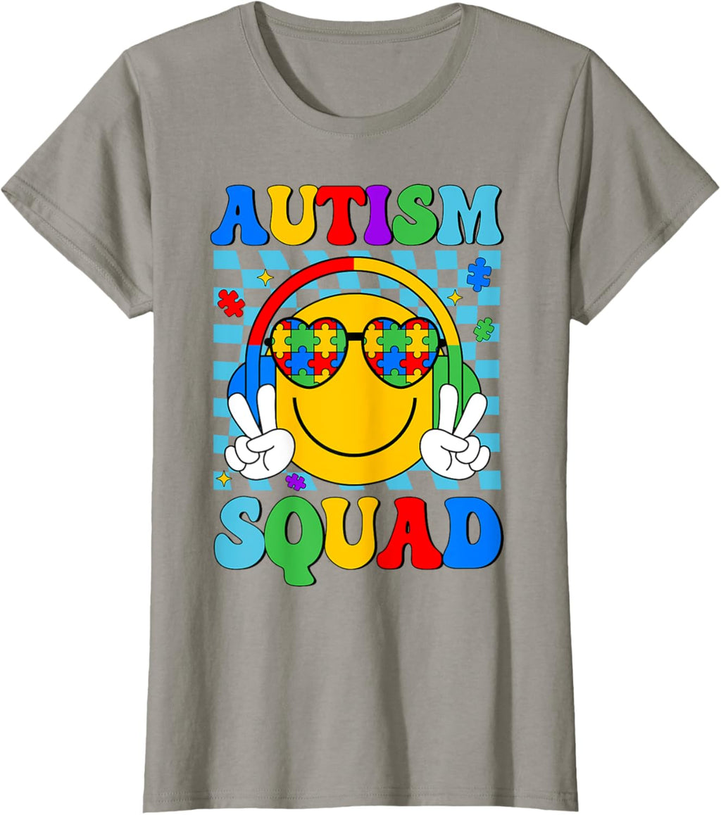 Autism Awareness Autism Squad Support Smile Face Women Men