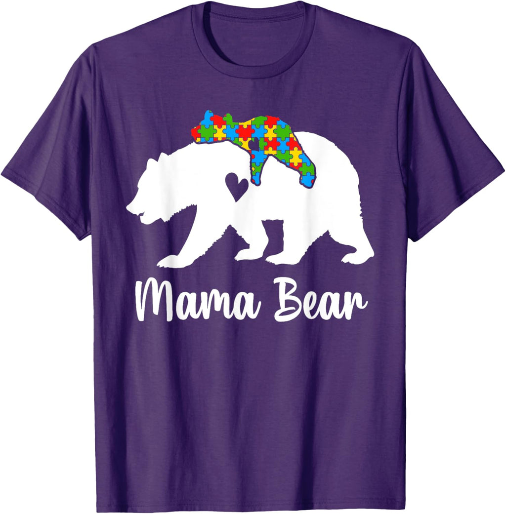 Mama Bear Love Support Autism Awareness Bear Family