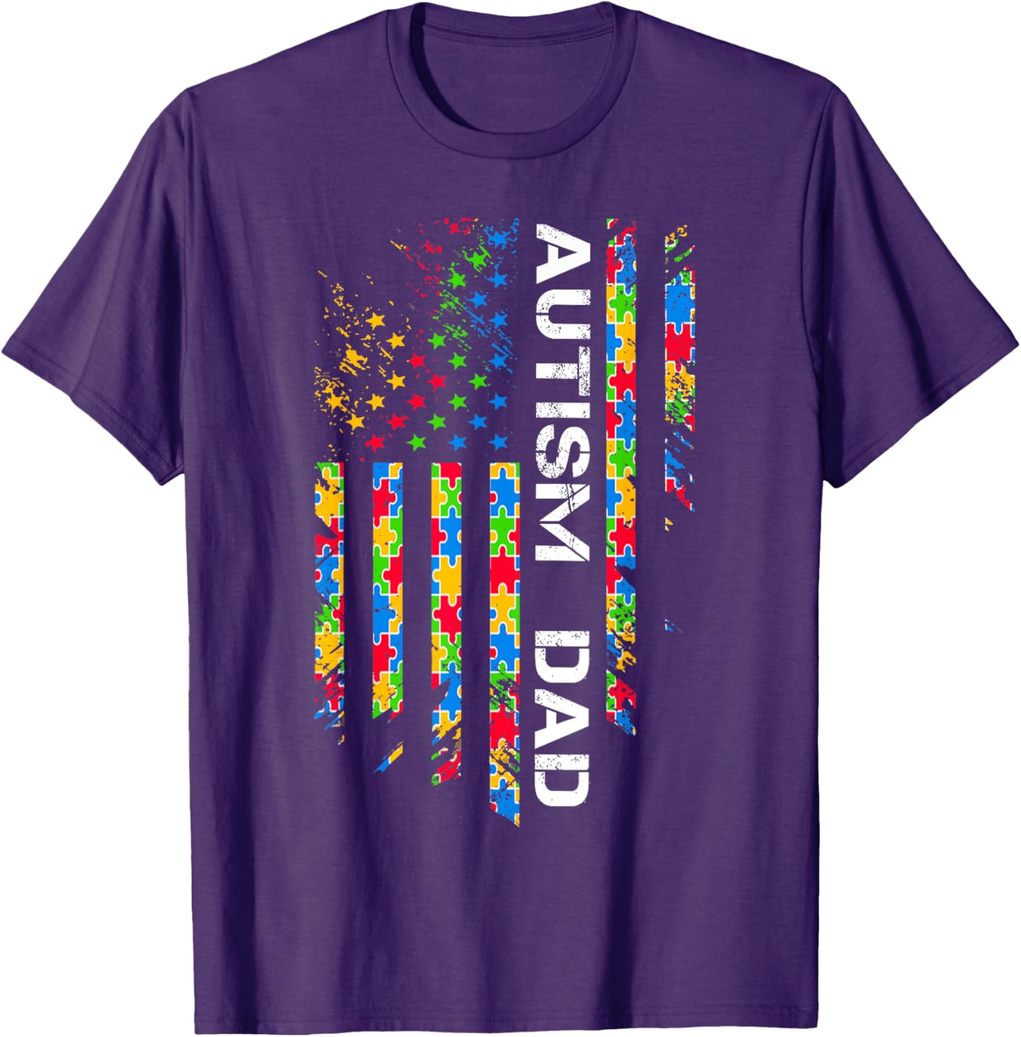 Autism Dad Awareness American Flag USA