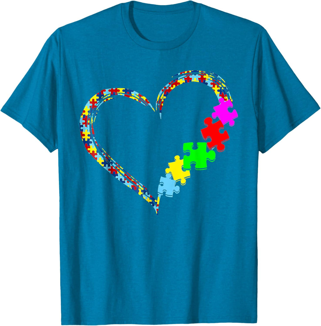 Autism Awareness Love Heart Puzzle Piece Gift Men Women