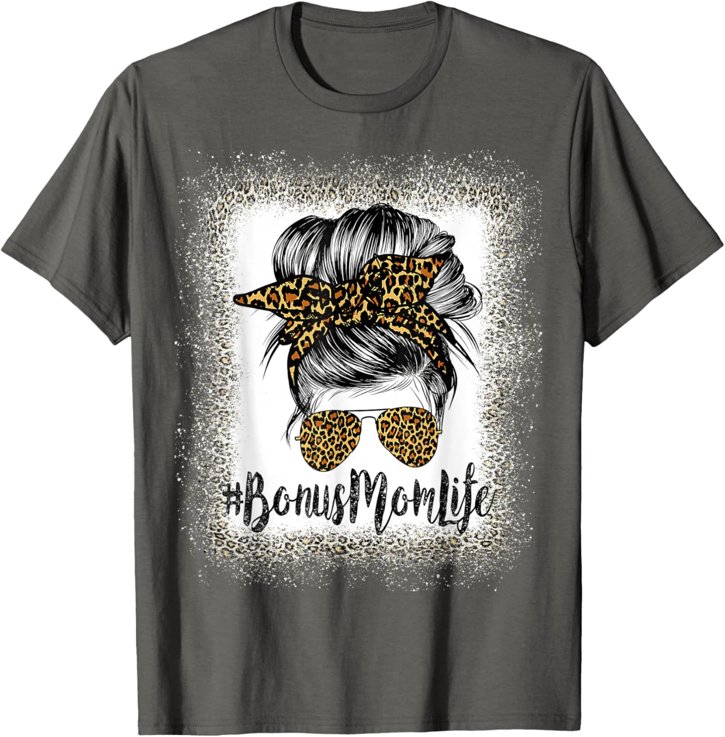 Bonus Mom Life Hair Bandana Glasses Leopard Mother's Day T