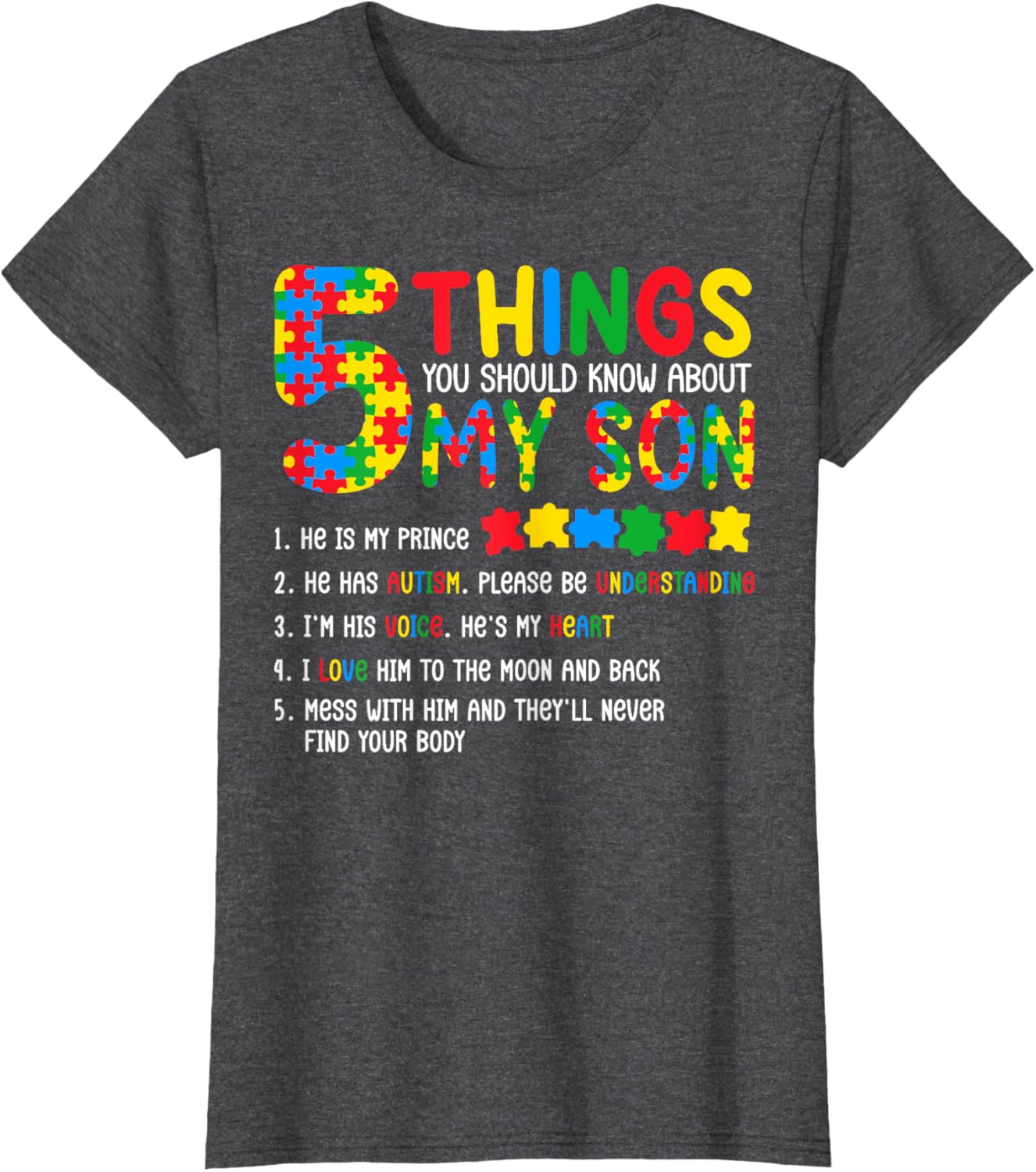 Autism Awareness Shirt 5 Things You Should Know About My Son