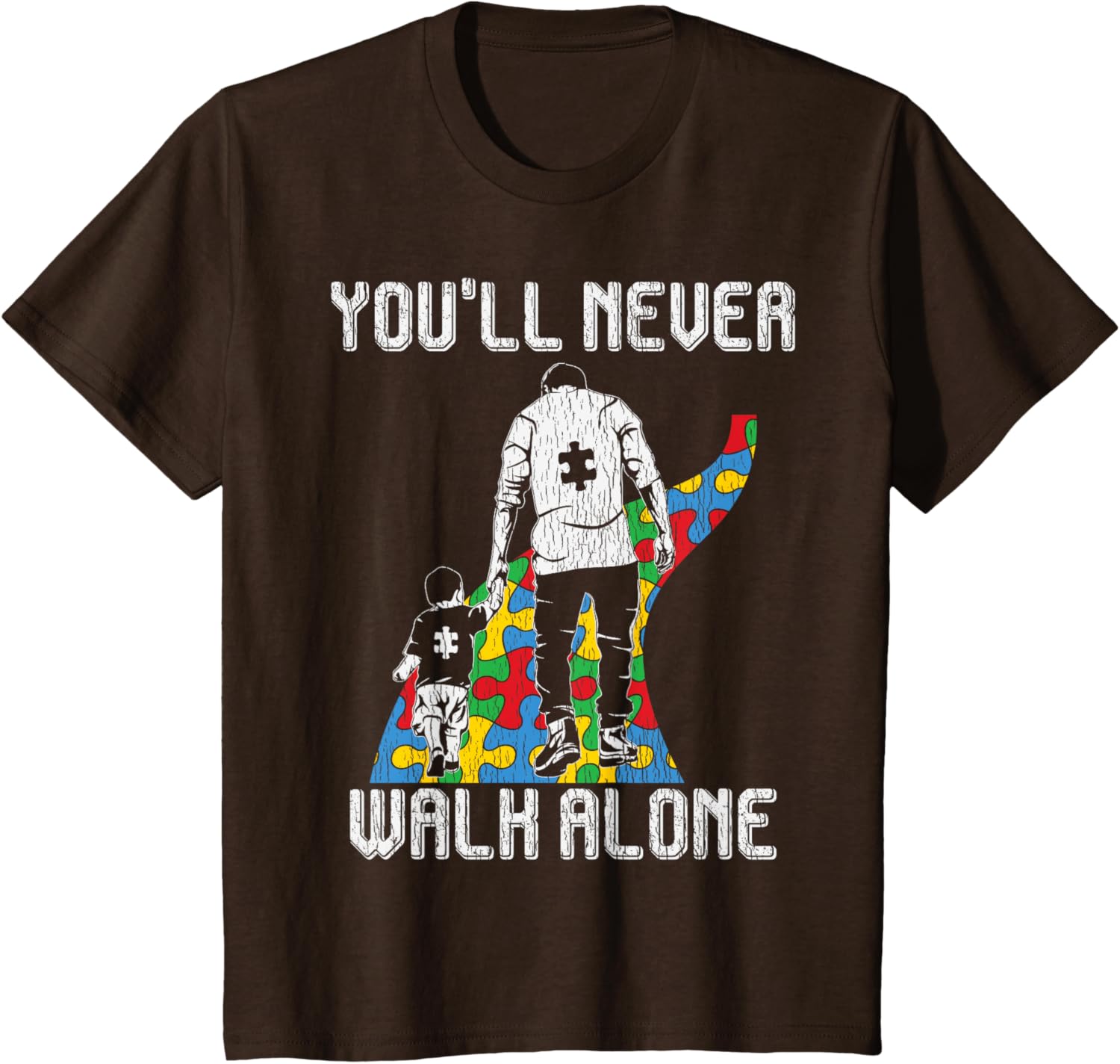 Vintage Father Son Family Autistic Kids Autism Awareness Dad
