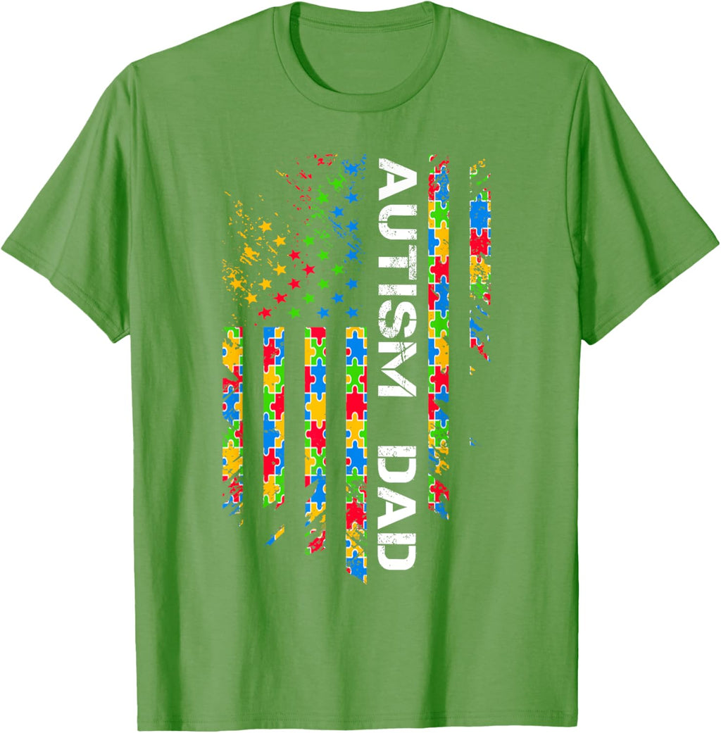 Autism Dad Awareness American Flag USA