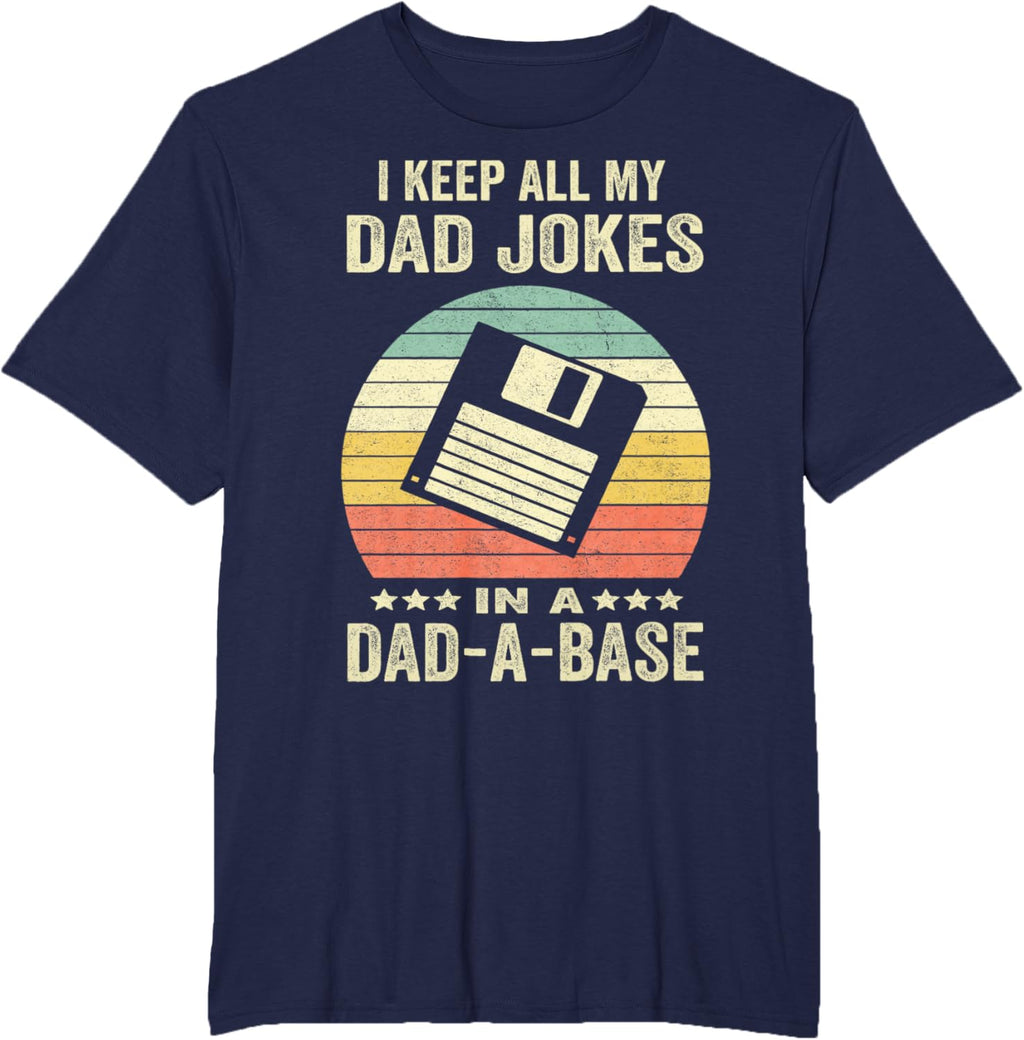 Mens Funny dad jokes in dad-a-base vintage for father's day