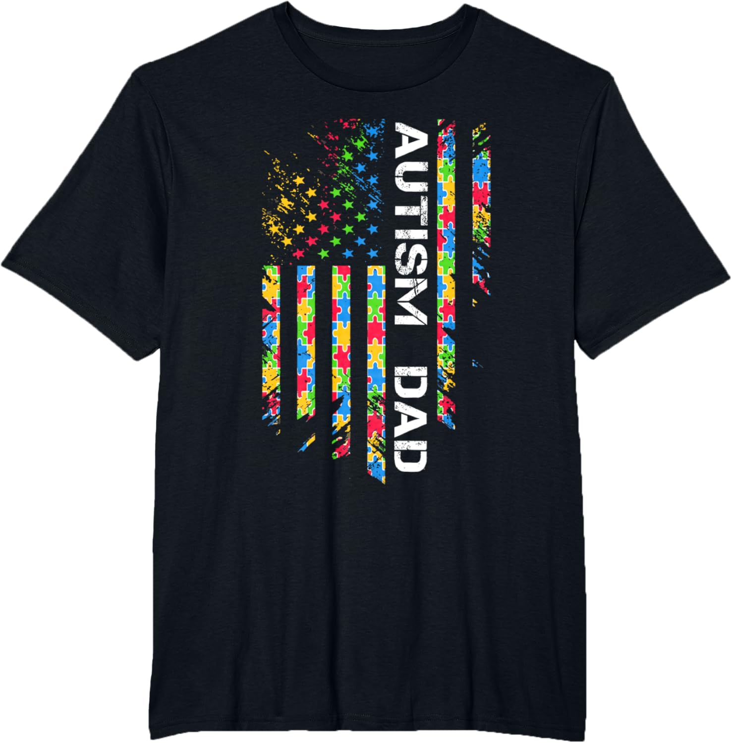 Autism Dad Awareness American Flag USA