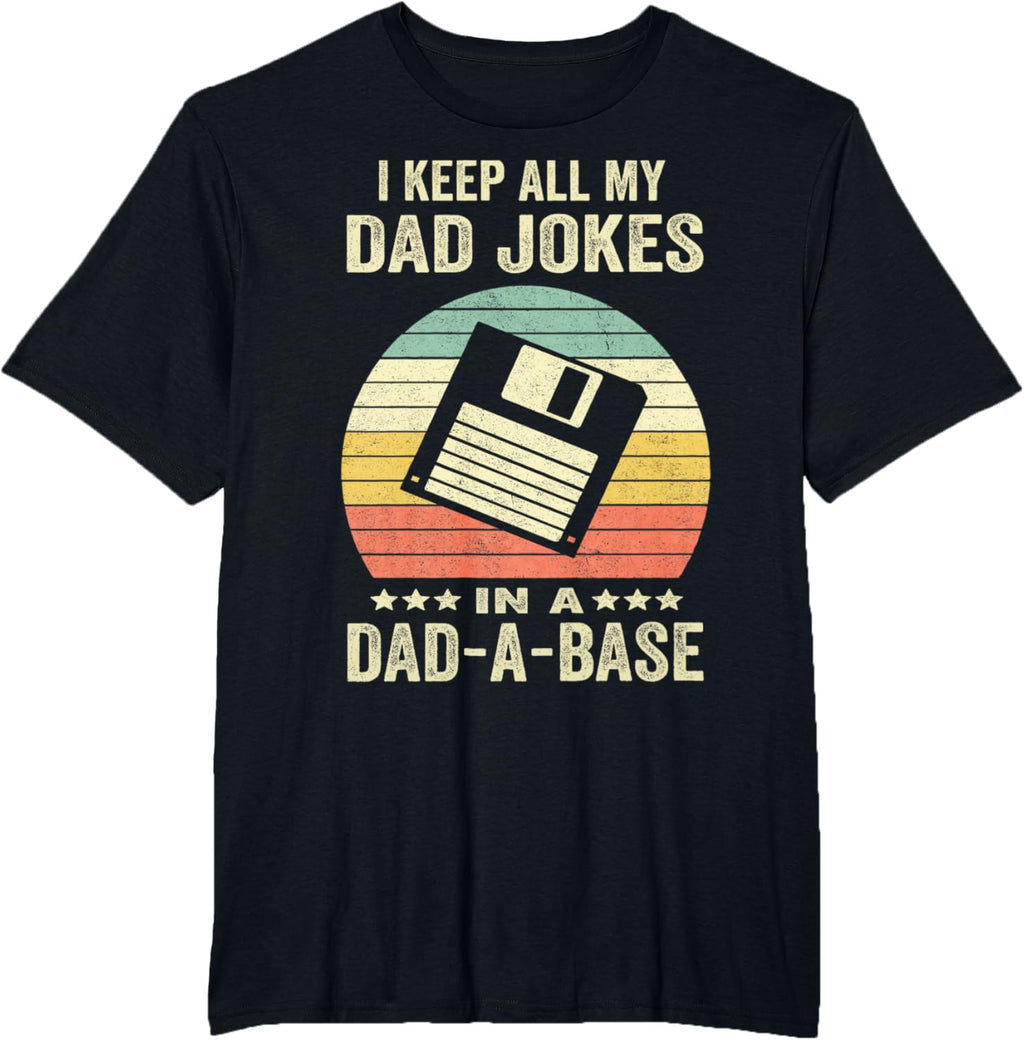 Mens Funny dad jokes in dad-a-base vintage for father's day