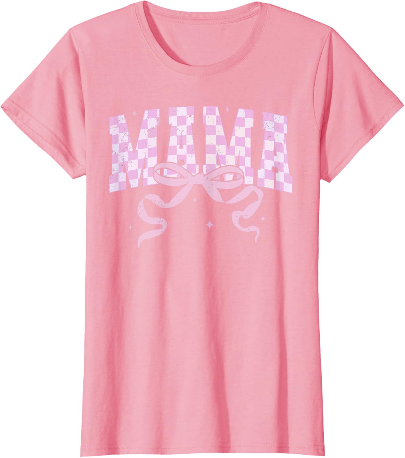 Retro Checkered Mama Coquette Mother's Day Pink Bow