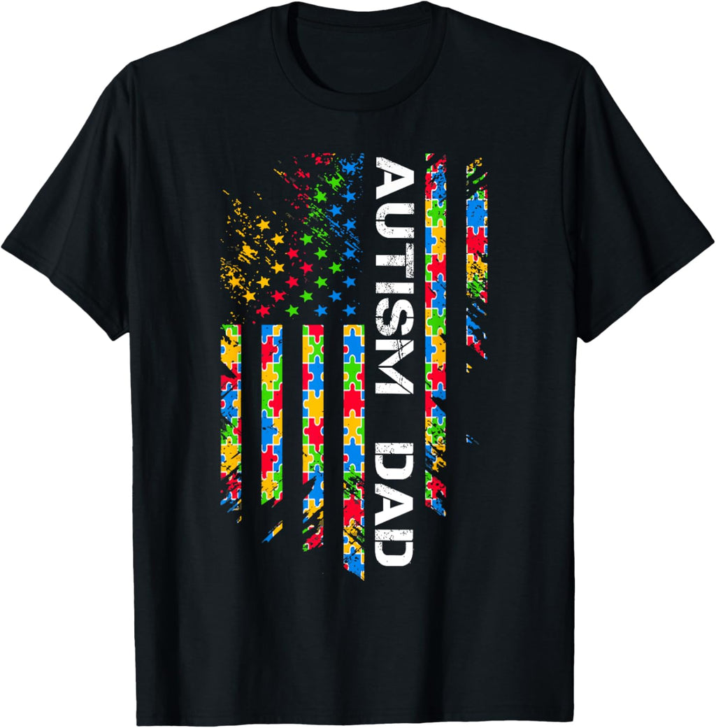 Autism Dad Awareness American Flag USA