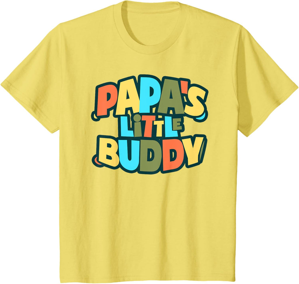 Kids Papa's Little Buddy Shirt Cute Toddlers Fathers Day Outfit
